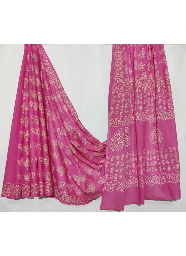 Cotton Mul Mul Pink Casual Wear Printed Saree